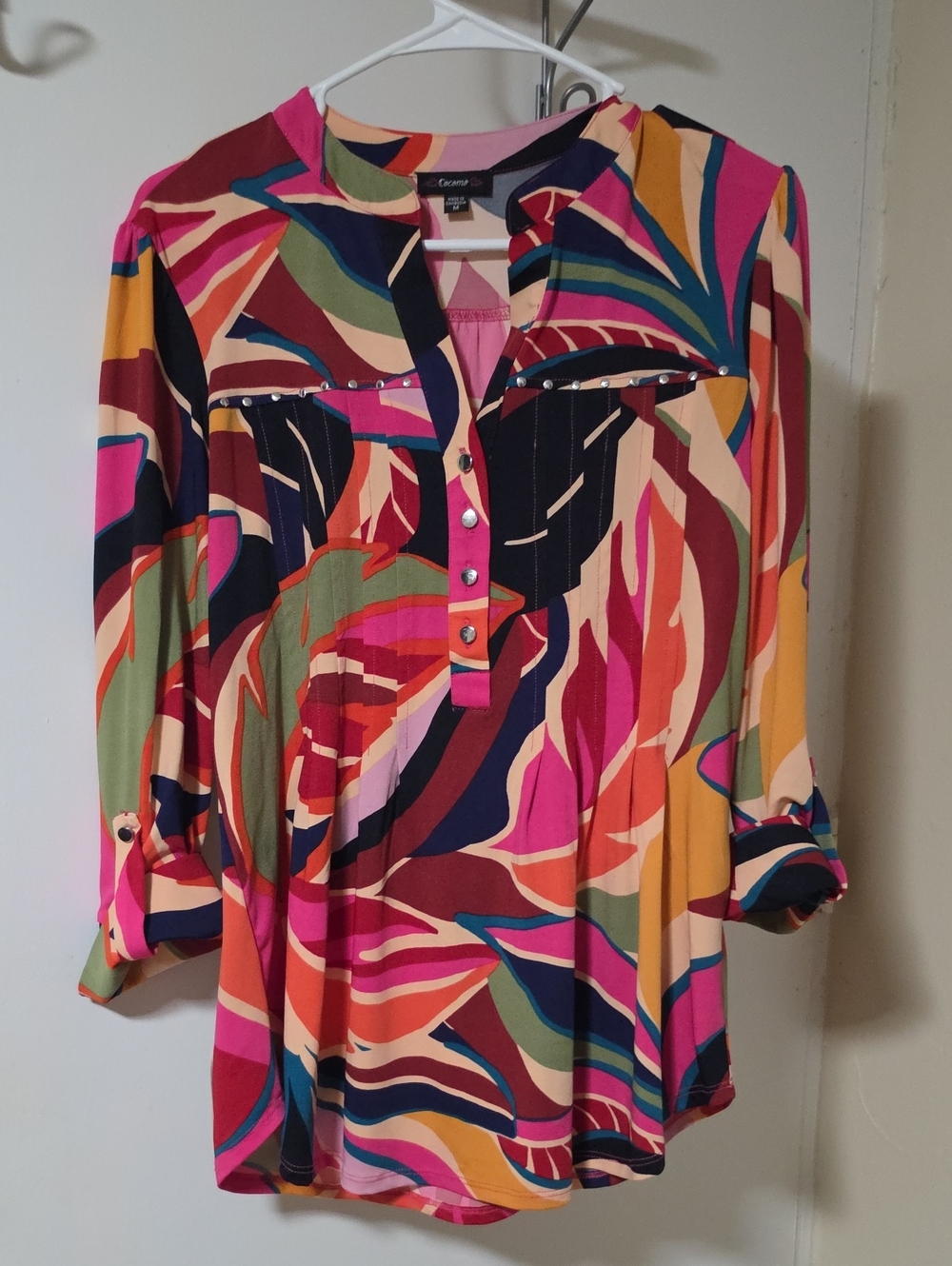 Cocomo Multicolor Abstract Print Tunic - Pink, Orange, Green, Blue